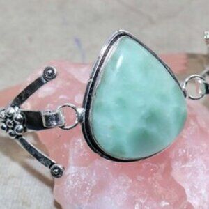 Hememorphite Bangle Cuff .925 Sterling Silver Overlay Bracelet